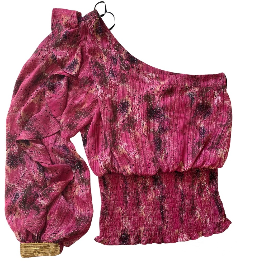 Xoxo Women’s one shoulder pink blouse, size S